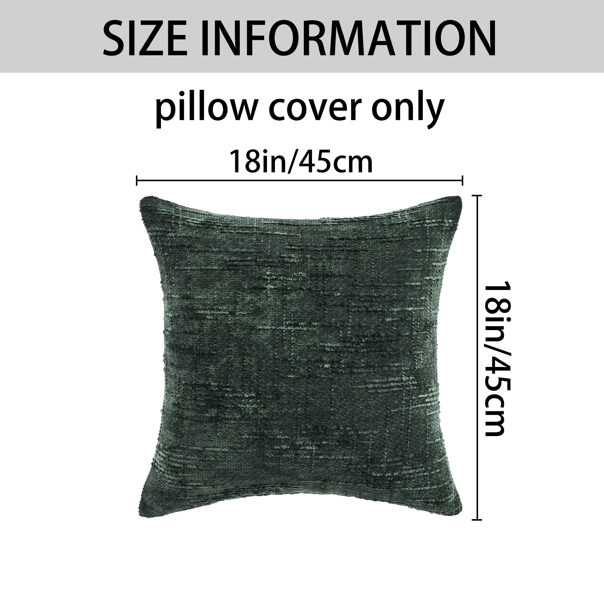 Unique Bargains Decorative Chenille Throw Pillow Covers Pack of 2 Green 18" x 18"