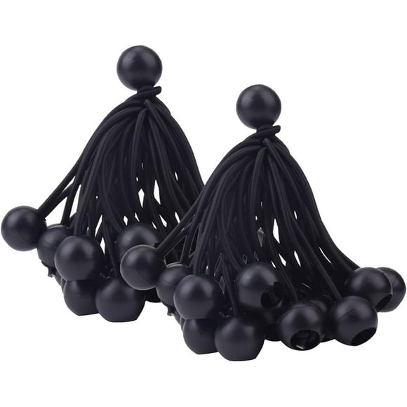 50PCS Black 4 Inch Bunge Balls, Heavy Duty Bunge Tarp Rope, Awning Tarp Webbing, Elastic Webbing for Exhibition Hall Camping Tents, Cargo Tarp Banners