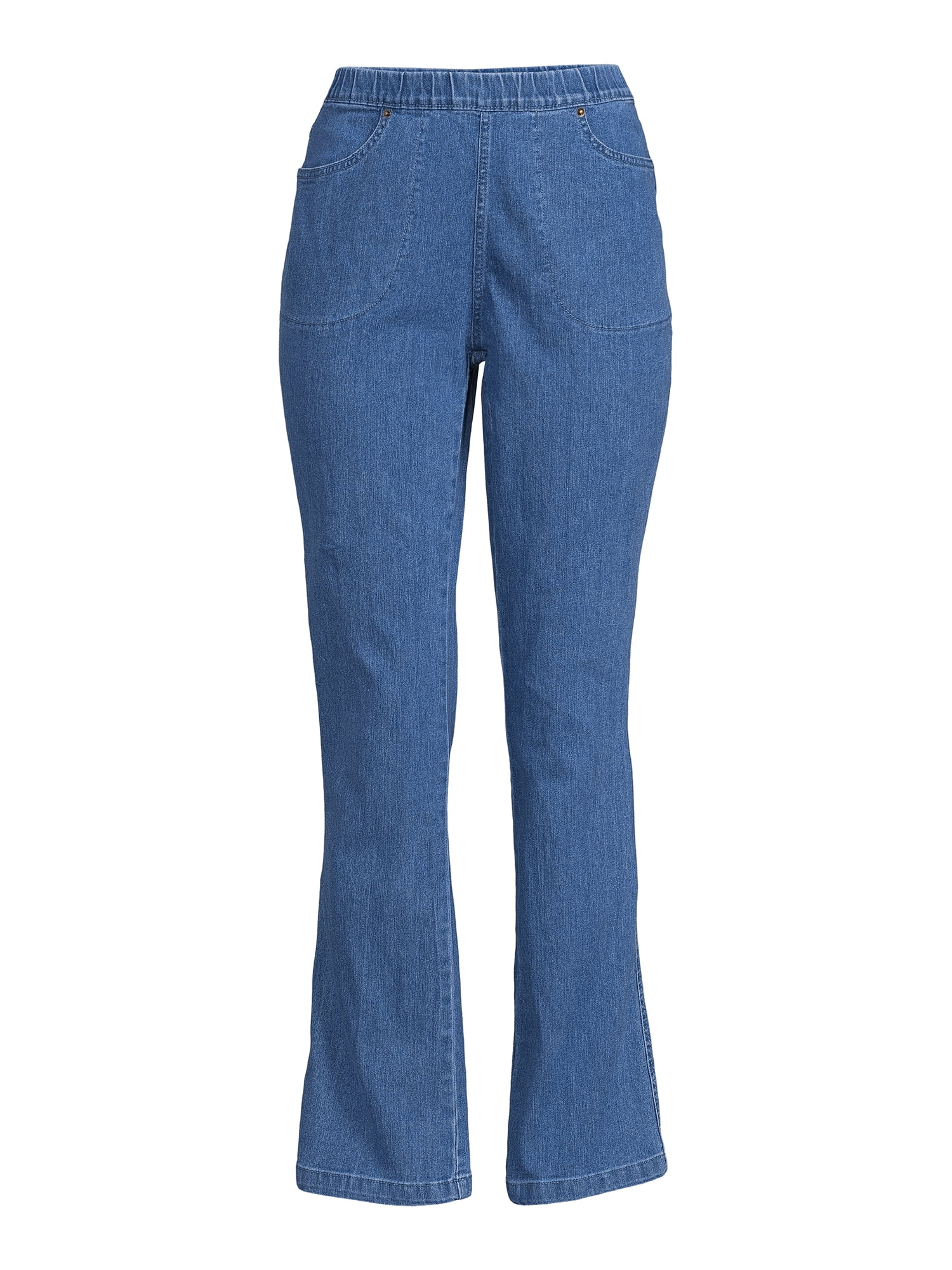 RealSize Women's 4 Pocket Stretch Pull On Bootcut Jeans, Sizes S-XXL, Available in Petite