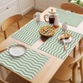 thumbnail image 5 of Sage Green Placemats Set of 8 Modern Abstract Waves Water Ripple Striped Place Mats Indoor Wipeable Table Mats Washable Cloth Dining Table Placemats for Kitchen Holiday Party Home Decor 13x19 Inch, 5 of 9