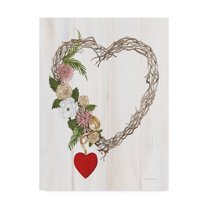 Trademark Fine Art 'Rustic Valentine Heart Wreath I' Canvas Art by Kathleen Parr McKenna
