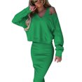 thumbnail image 1 of Mialoley Ensemble 2 Pcs Automne pour Femmes, Robe Moulante Sans Manches Col en V avec Sweat à Manches Longues Tenue Automne, 1 of 9