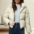 thumbnail image 2 of iHPH7 Puffer Jacket Cropped Coat Short Jackets for Women's Outerwear Cropped Puffer Jacket Warm Clothes for Women Puffy Jackets Women White S, 2 of 4