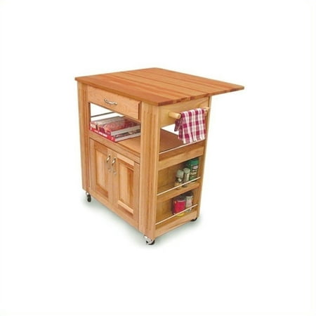 Kitchen Butcher Block Cart In Natural, Catskill Craftsmen Heart Of The Kitchen Island With Drop Leaf