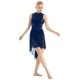 thumbnail image 3 of MSemis Women's Shiny Sequined Halter Neck Asymmetrical Mesh Tulle Ballet Dance Dress, 3 of 7