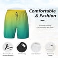 thumbnail image 2 of Kdxio Teal To Yellow Gradient Print Men's Swim Trunks with Compression Liner 7 Inch Inseam Quick Dry Swim Shorts, 2 of 5
