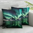 thumbnail image 3 of Fenyluxe Aurora Borealis Mountains Lake Pillow Cushion Covers for Sofa Couch Bedroom Car Chair Home Decor Pillow Case Winter Season Printed on Both Sides 1PC 12x12in, 3 of 5