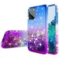 thumbnail image 5 of Cute Phone Case for Galaxy A02s Case w[Temper Glass] Liquid Glitter Bling Diamond Bumper Girls Women for Samsung Galaxy A02s - Purple/Blue, 5 of 5