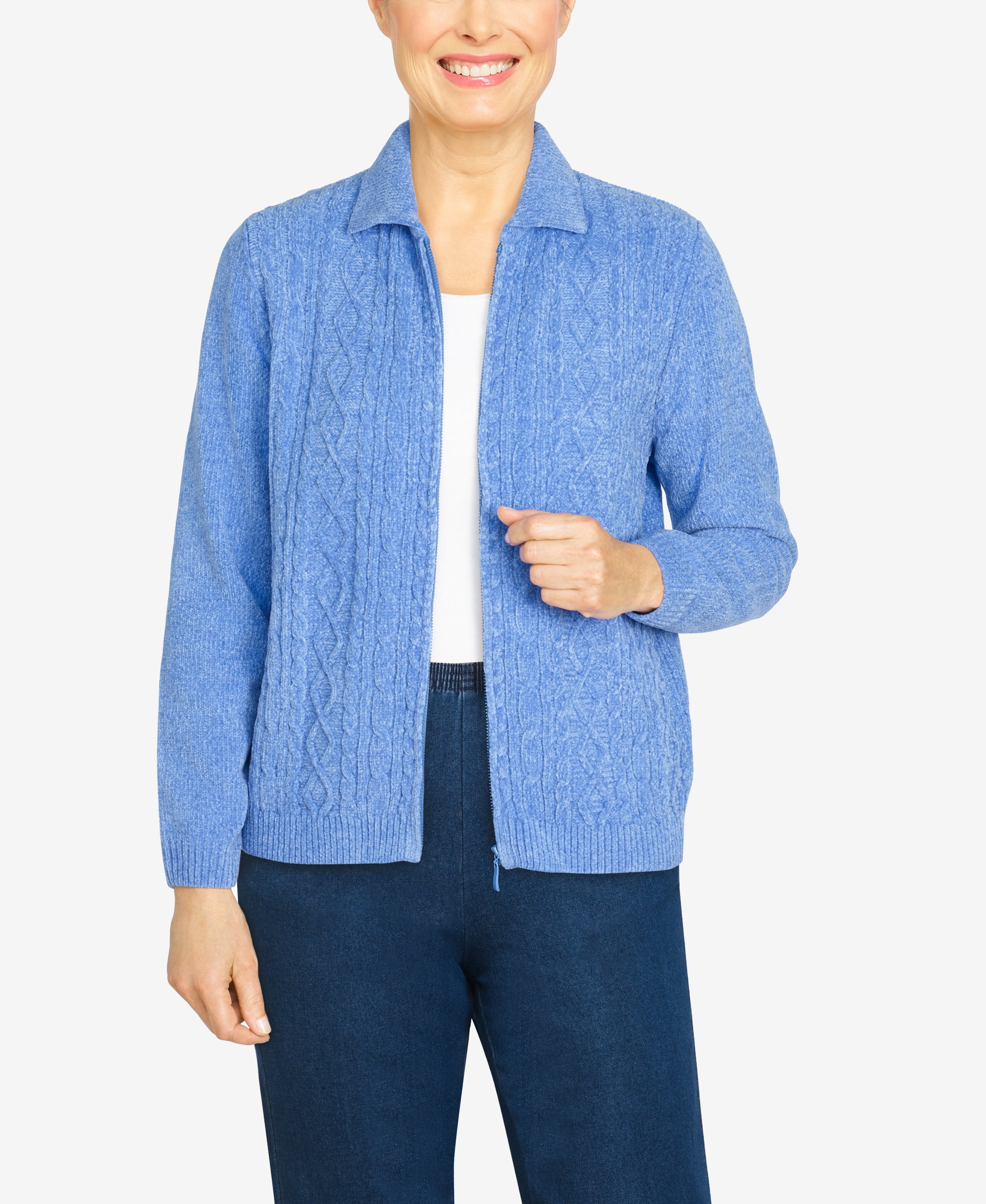 Alfred Dunner Womens Petite Chenille Cardigan Sweater - Walmart.com