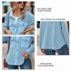 thumbnail image 5 of Chaqueta de manga larga para mujer, moda informal, color puro, cuello vuelto, prendas de vestir con botones y bolsillo, color azul S, 5 of 8