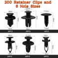 thumbnail image 2 of 200Pcs Car Retainer Clips Kit - 6 Common Sizes Black Nylon Bumper Fender Rivets. Auto Push Pin Fasteners Assortment for GM Ford Toyota Honda (200Pcs), 2 of 6