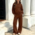 thumbnail image 2 of FSYBOA Girls Outfit Set, Warm Zipper 2 Piece Casual Hoodies and Sweatpants Coffee Size 7-8T, 2 of 9