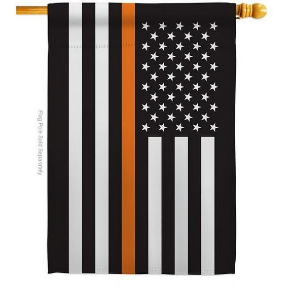Americana Home & Garden H140911-BO 28 x 40 in. US Thin Orange Line House Flag with Armed Forces EMT Double-Sided Decorative Horizontal Flags Decoration Banner Garden Yard Gift