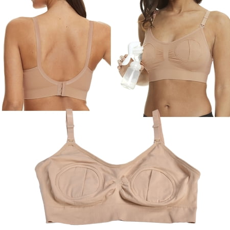 Pumping Hands Free Pumping Bra, Lightweight Breast Feeding Bra for Women Nursing for Breastfeeding Mother Skin Color XL