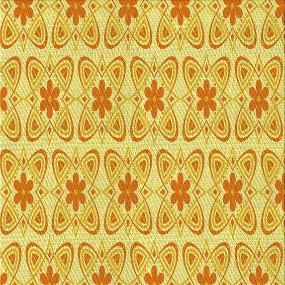 Ahgly Company Machine Washable Indoor Square Transitional Neon Orange Area Rugs, 5' Square