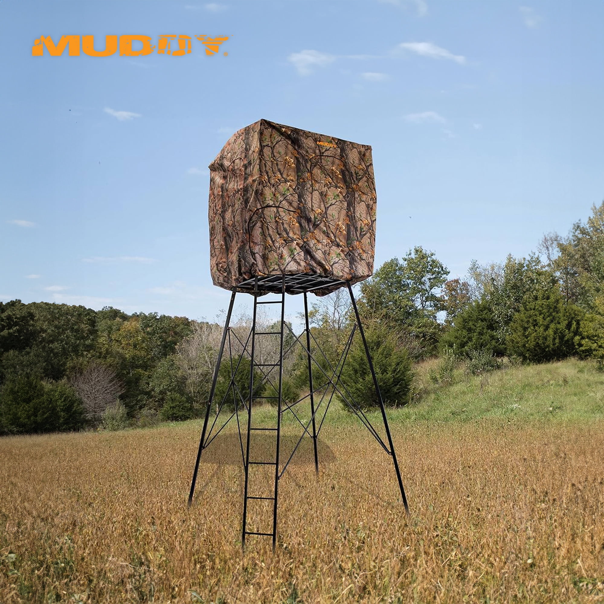 Muddy 12' Quad Pod Hunting Blind, Hunting Gear Deer Blind w/Windows, Camo