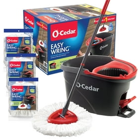 O-Cedar EasyWring&trade; Spin Mop & Bucket System w/ 4 Extra Mop Head Replacements