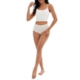 thumbnail image 2 of INSPIRE CHIC Women's High-Waisted Full-Coverage Underwear Wave Trim No Trace Briefs L White, 2 of 4