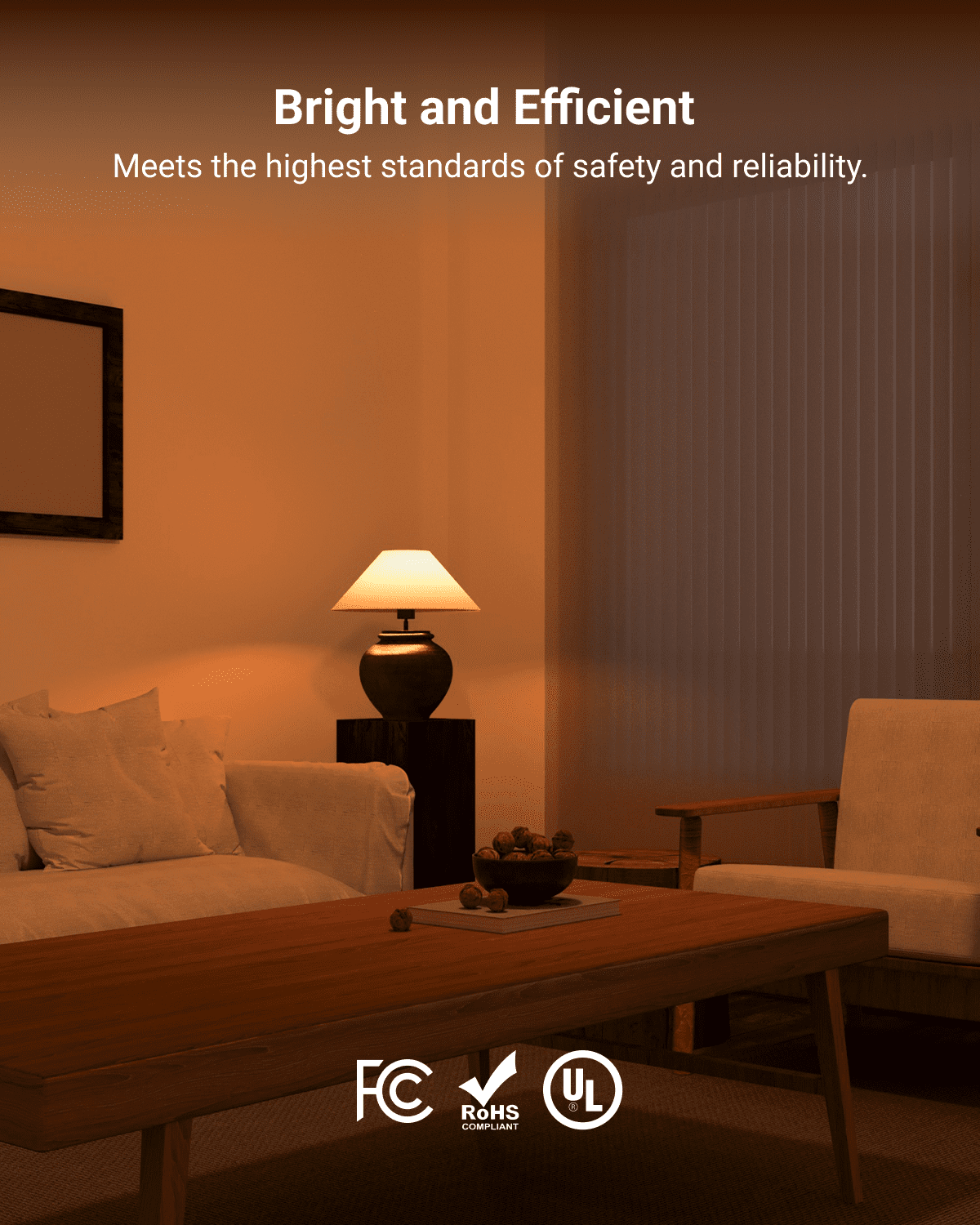 Sunco A19 LED Amber Light Bulb, E26 LED Bulb 60 Watt, Lights for Bedroom, Lamps, Living Room, 9W=60W, 1800K Amber Glow, Dimmable, 800 LM, E26 Medium Base, Instant On, Flicker Free, ETL, 4 Pack