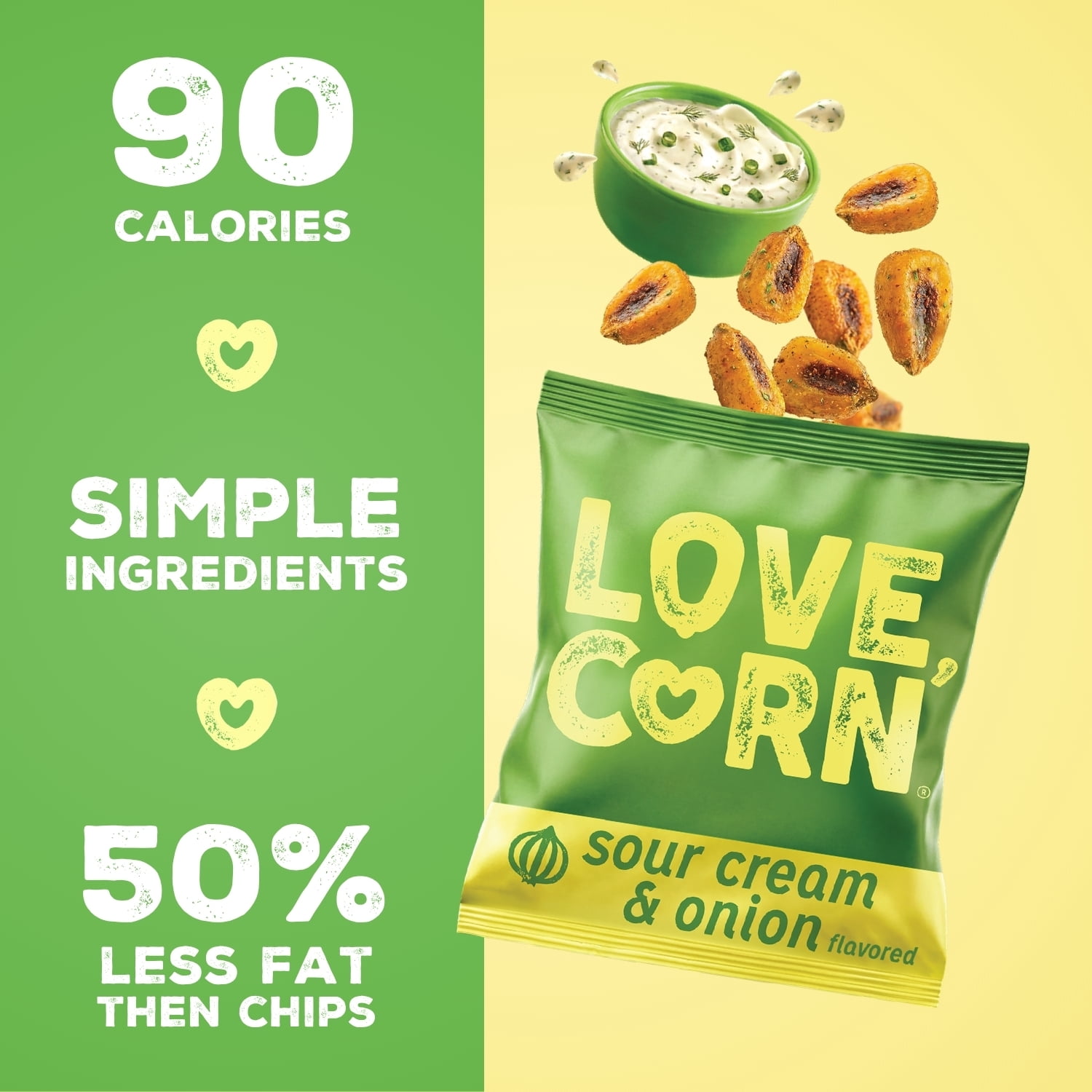 LOVE CORN: 9ct Variety Pack: Sea Salt, Cheddar, and Sour Cream & Onion (9 x 0.7oz) | Roasted Crunchy Corn - Gluten-Free - Plant based & Vegan - Healthy Snack - Low Calorie - Non GMO