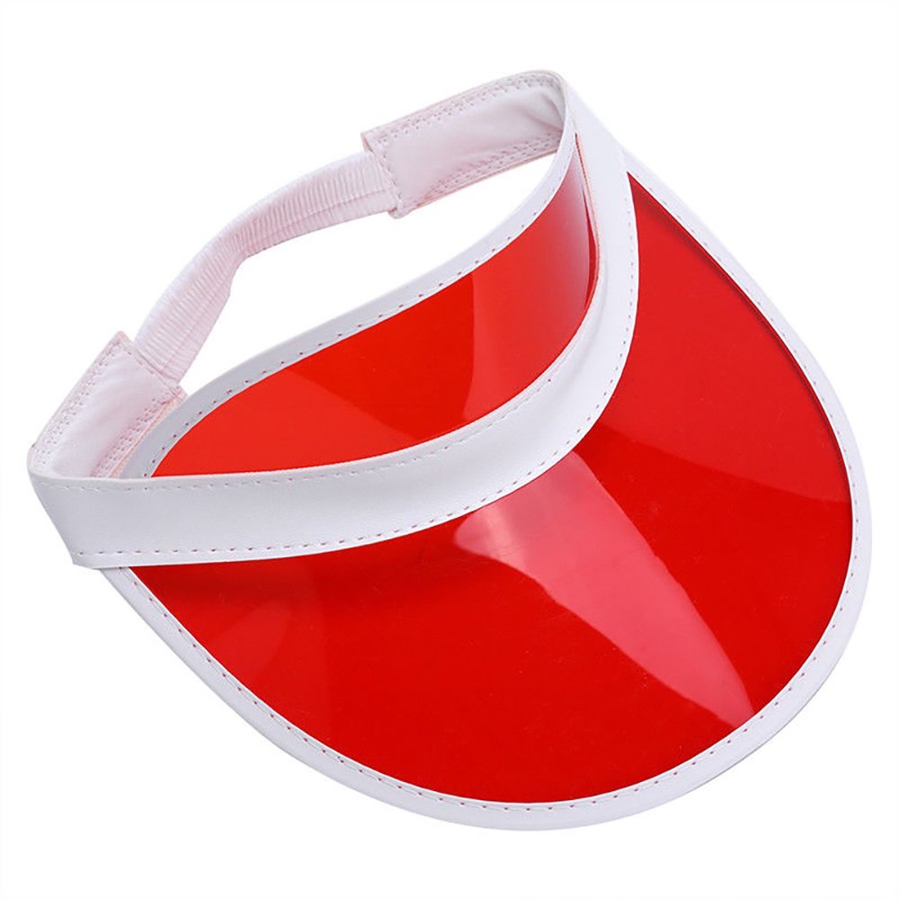 12 Pack Red Visors Beach Plastic Colored Clear Fun Sun Bingo Dealer Golf Casino
