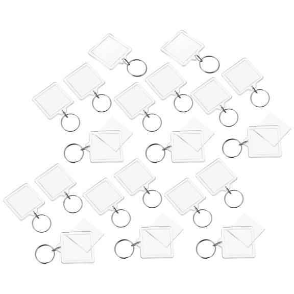 Raindrops 20Pcs Blank Keyring For Photo Men Women Square Acrylic Simple and Elegant Style
