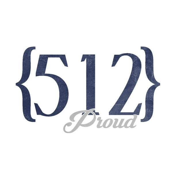 Austin, Texas, 512 Area Code (Blue) (9x12 Wall Art Print, Home Decor)