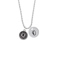 thumbnail image 2 of Delight Jewelry Silvertone Antiqued Round Seal - Initial - Q - Silvertone Script Initial Disc - O - Charm Necklace, 20"+3", 2 of 4