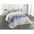 thumbnail image 3 of Ambesonne Mountain Quilted Bedspread Set 3 Pcs, Idyllic Winter Morning, King Size, Pale Pink White, 3 of 5