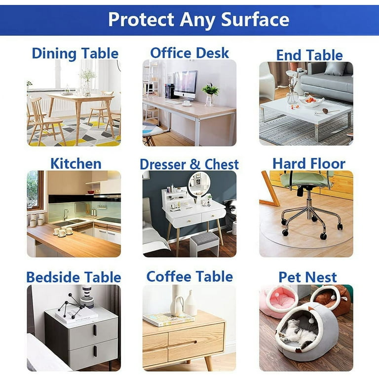 PVC Clear Table Protector - Waterproof Desk Cover for Dining Table