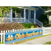 Vohado Oktoberfest Fence Banner October Fest Themed Party Decor Supply German Bavarian Beer Banner Yard Hanging for Outside Party Decoration