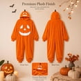 thumbnail image 4 of Halloween Pumpkin Jumpsuit Women Wearable Pumpkin Blanket Hooded Romper Pajamas Cozy Loungewear Cosplay Costume Red M, 4 of 8