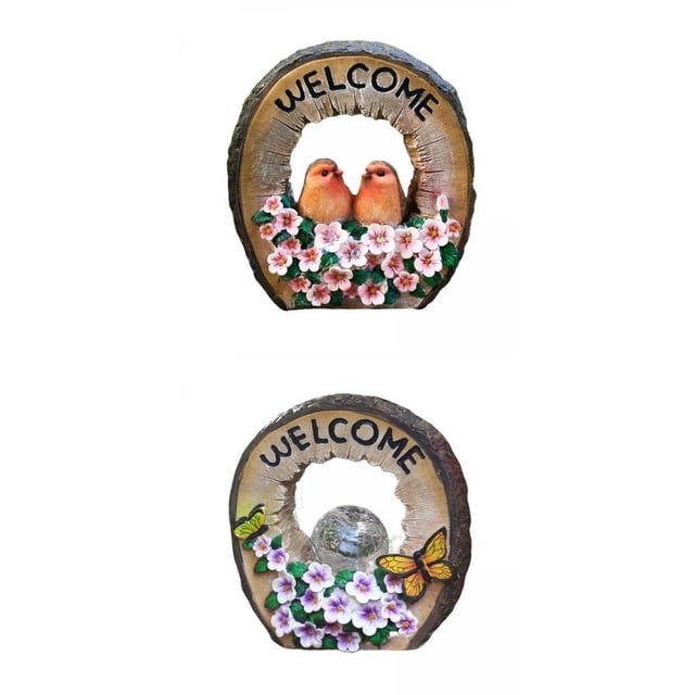 2 de Bienvenida, Mariposas, Pájaros, lámpara solar para Jardín, Decoración de Patio de Cristal Craquelado shamjiam Lámpara de noche de césped