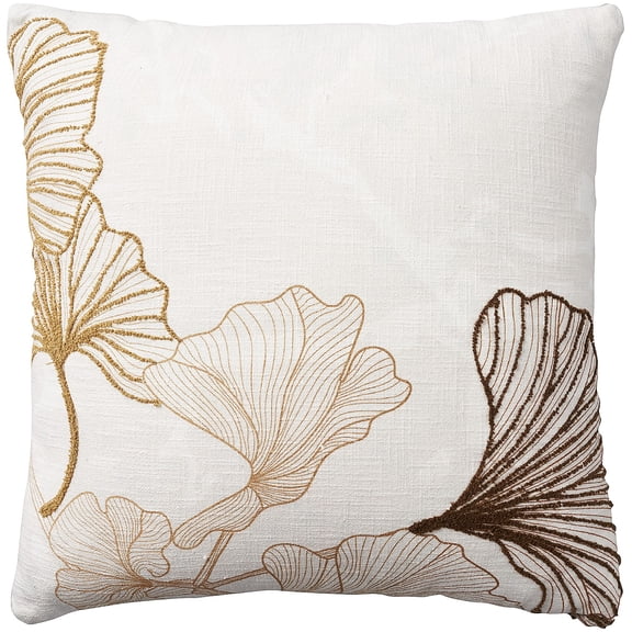 Mina Victory Life Styles Cotton Fan Leaf 18" x 18" Brown Indoor Throw Pillow