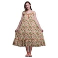 thumbnail image 1 of Bimba Robe de Nuit Sans Manches Orange Moyen à Fleurs de Roses et Renoncules pour Femmes, Coton Imprimé, Vêtement de Nuit pour Dames, Vêtement de Sommeil X-Small, 1 of 6