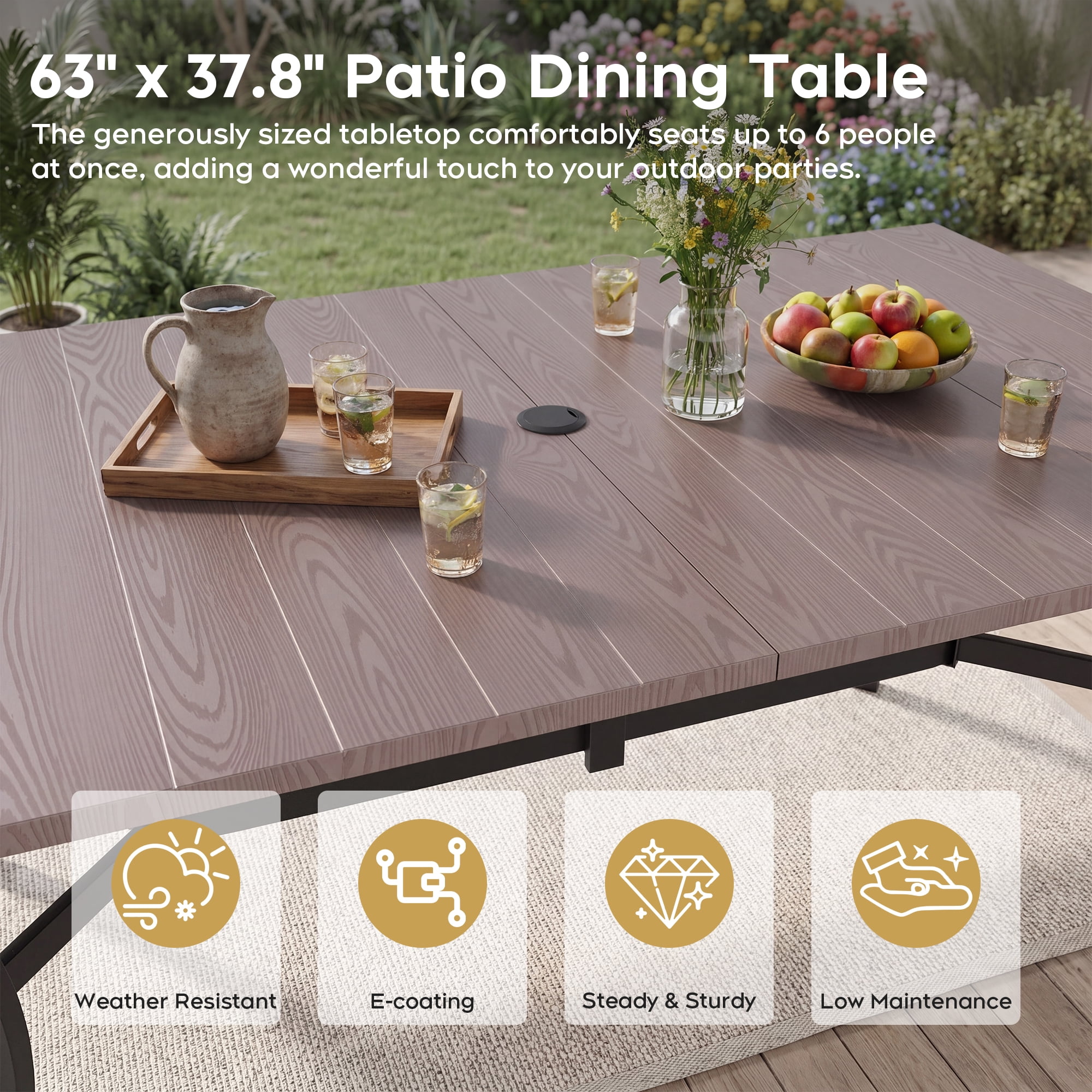 1 Pieces Oudoor Indoor Dinning Rectangular Table Natural Color