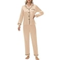thumbnail image 3 of UVN Womens Pajamas Sets Long Sleeve Shirts and Long Pants Two Piece Lounge Sets Fall Satin Silk Pjs Sleepwear Outfits, 3 of 9