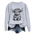 thumbnail image 1 of WEAIXIMIUNG Chandails en Molleton pour Femmes Tendance à Fermeture Éclair Chandail en Molleton Automne et Hiver 2024 Col Rond Mode Imprimé Vache Chemise Manches Longues Mode Décontractée Mode Sortie Haut, 1 of 4