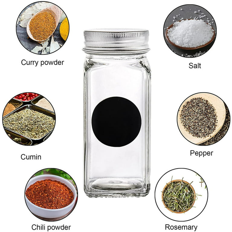 12Pcs Glass Spice Jar with Bamboo Lids Salt and Pepper Shakers