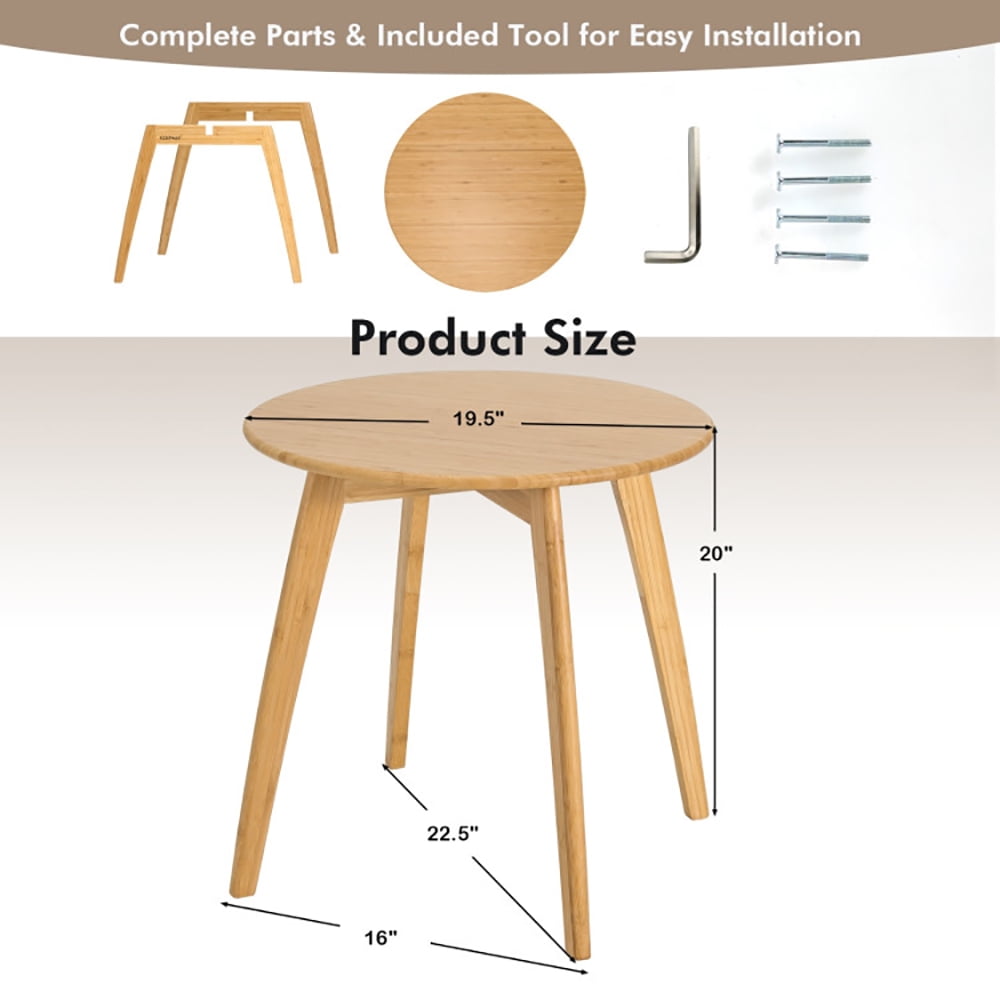 Finihen Bamboo Round Coffee Table, End Table, Natural Modern Stylish Bamboo Round End Table with 20 Inch Round Tabletop, for Living Room, Bedroom, Natural Finihen Bamboo Round Coffee Table, End Table, Natural Modern Stylish Bamboo Round End Table with 20 Inch Round Tabletop, for Living Room, Bedroom, Natural