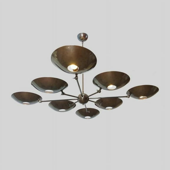 8 Arm Stilnovo Style Mid Century Modern Brass Sputnik Chandelier, Custom Multi Arm Contemporary Pendant Light Fixture, Handcrafted Lighting
