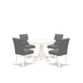 thumbnail image 6 of Modern 5 Piece Round Dining Set - Kitchen Table with 4 Chairs - Linen White & Gray, 6 of 6