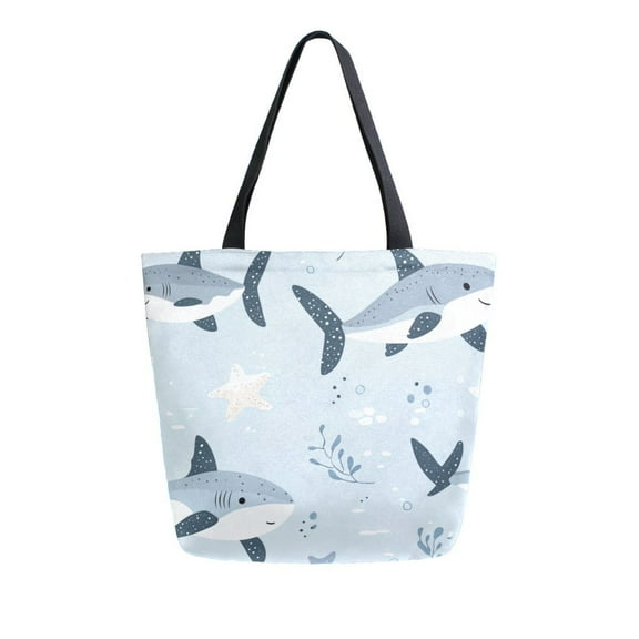 Large Canvas Bag 13.5x5.1x15 Inch Canvas Bag Shopping Canvas Bag Suitable For Outing Shopping Travel Out Of Large Capacity Storage Cool Shark