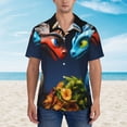 thumbnail image 2 of Fotbe Playful Colorful Dragons Flowers Hawaiian Shirt for Men Unisex Summer Beach Casual Short Sleeve Cotton Linen Button Down Shirts-3X-Large, 2 of 5