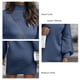 thumbnail image 5 of Vestido suéter ajustado Manga larga linterna Cuello alto Color puro Mini vestido suéter acanalado para mujer Azul L, 5 of 6