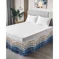 thumbnail image 4 of Blue Beige Wrap Around Bed Skirts for Queen Bed 16" Drop, Bed Skirt with Adjustable Elastic Belt Dust Ruffle Bed Valance for Bedroom Hotel Luxury Coastal Wave Modern Abstract Art Bed Frame Cover, 4 of 7