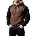 thumbnail image 4 of Color Block Hoodie Men Novelty Casual Long Sleeve Work Athletic Hoodies Sweatshirts Winter Drawstring Hooded Pullover with Kangaroo Pocket Light Brown L, 4 of 5
