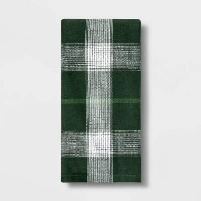 2pc Cotton Yarndye Green Plaid Kitchen Towel Farmhouse Chic by Threshold  Collection