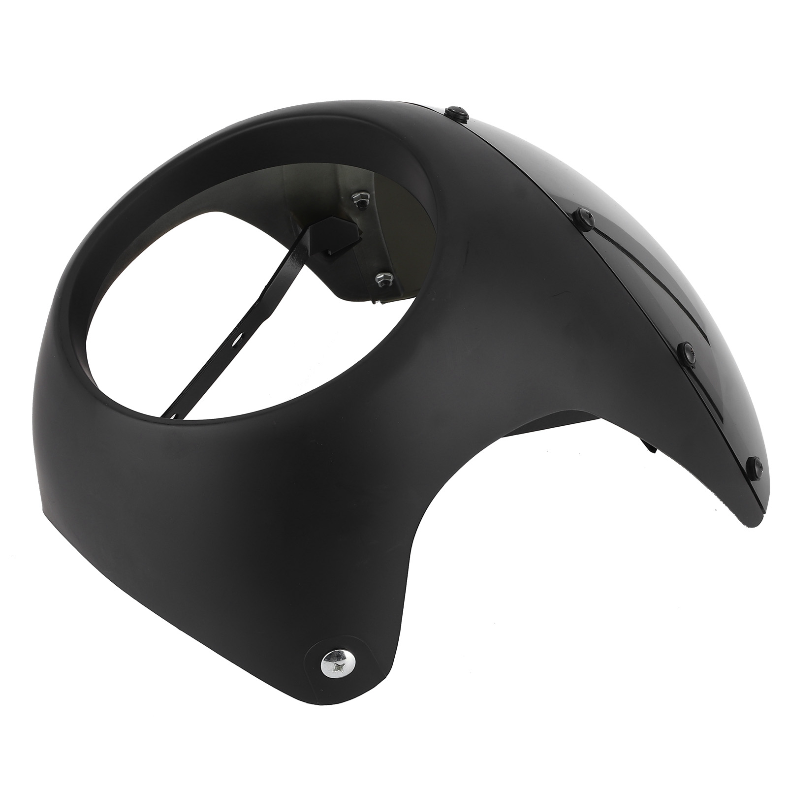 Carénage De Phare Moto 7 Pouces Universel - Pare-brise Et Support Inclus - Protection Vent Et Débris, Style Noir