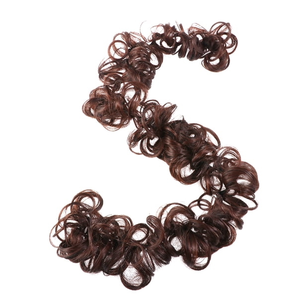 Extensiones de moño para el cabello, ondulado, rizado, desordenado, donut, moños, pieza de cabello trenzado, postizo para mujeres y niñas (castaño)